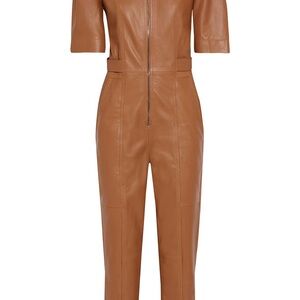 Iris and ink Lambs Leather Chic Tan Jumpsuit